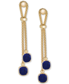 Macy's Lab Grown Lapis Lazuli Double Chain Drop Earrings In 14k Gold-plated Sterling Silver (also In Turquo In Lapis