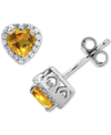 Macy's Citrine (7/8 Ct. T.w.) & White Zircon (1/4 Ct. T.w.) Halo Stud Earrings In Sterling Silver In Citrine