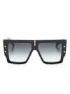 BALMAIN EYEWEAR BLACK B-GRAND RECTANGLE-FRAME SUNGLASSES