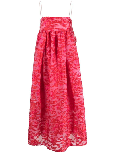 Cecilie Bahnsen Red Vilma Bow Detailed Dress In Pink
