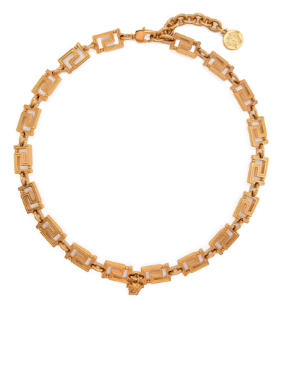 Versace Greca Pattern Necklace In Gold
