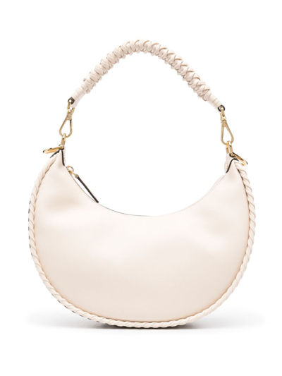 Fendi Graphy Small Leather Shoulder Bag In Neutrals
