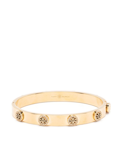 Tory Burch Kira Logo-plaque Bracelet In Gold