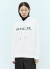 Moncler Logo-embroidered Drawstring Cotton Hoodie In White