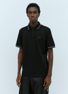 Moncler Short-sleeved Polo With Embroidered Logo In Black