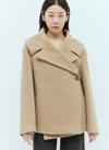 Totême Wool Blend Felt Wrap Jacket In Beige