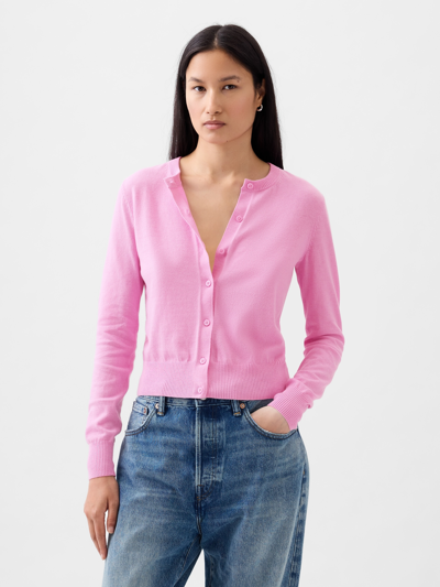 Gap Lightweight Cashsoft Cardigan In Sugar Pink