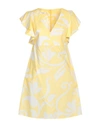 Barba Napoli Woman Mini Dress Light Yellow Size 10 Cotton