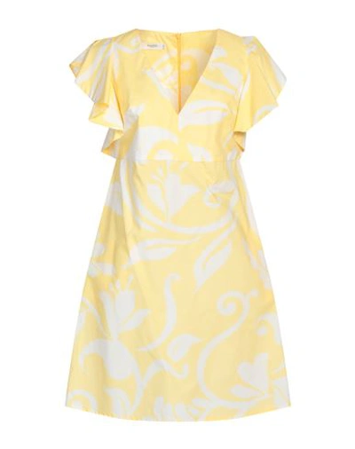 Barba Napoli Woman Mini Dress Light Yellow Size 10 Cotton