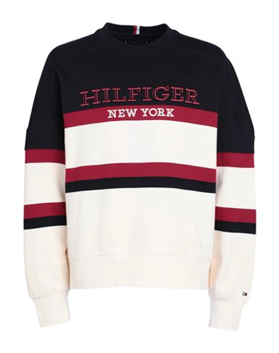 Tommy Hilfiger Man Sweatshirt Ivory Size L Cotton In White