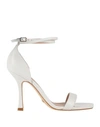 Guess Woman Sandals White Size 8 Leather