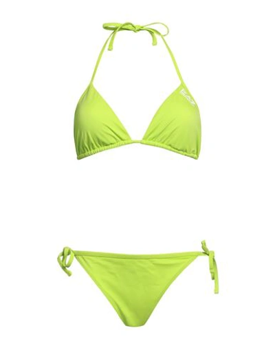 Ea7 Woman Bikini Acid Green Size 10 Polyester, Elastane