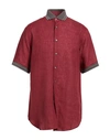 Pal Zileri Man Shirt Brick Red Size 18 Linen