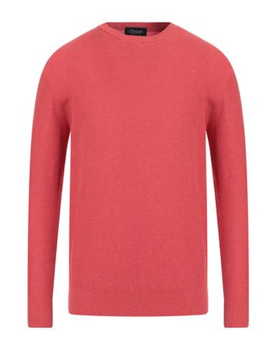 Drumohr Man Sweater Coral Size 40 Cotton In Red