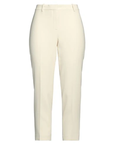 Theory Woman Pants Cream Size 6 Triacetate, Polyester In White
