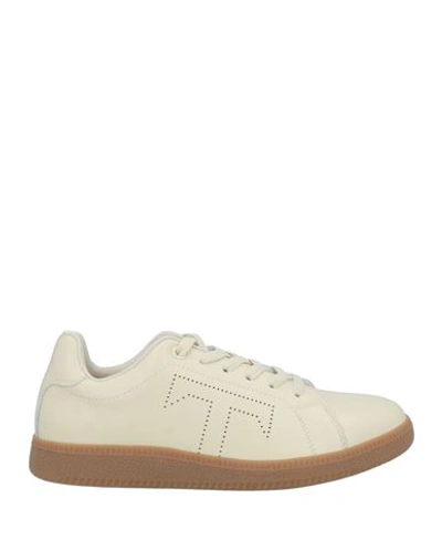 Trussardi Woman Sneakers Ivory Size 11 Textile Fibers In White