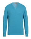 120% Lino Man Sweater Azure Size Xl Cashmere, Virgin Wool In Blue