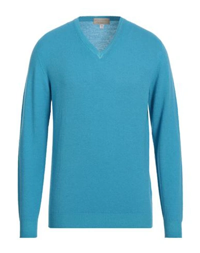 120% Lino Man Sweater Azure Size Xl Cashmere, Virgin Wool In Blue