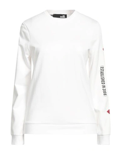 Love Moschino Woman Sweatshirt White Size 10 Cotton