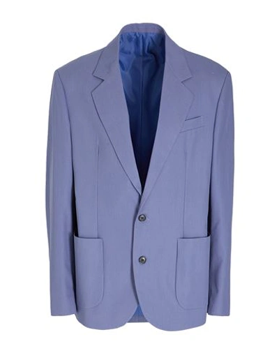 8 By Yoox Cotton Single Breasted Oversize Blazer Man Blazer Slate Blue Size 44 Cotton