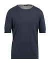 Peserico Man Sweater Slate Blue Size 42 Linen, Cotton