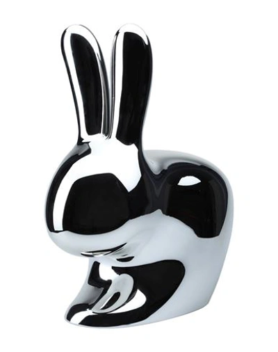 Qeeboo Rabbit Chair Baby Silver Chair Or Bench Silver Size - Polyethylene In Black