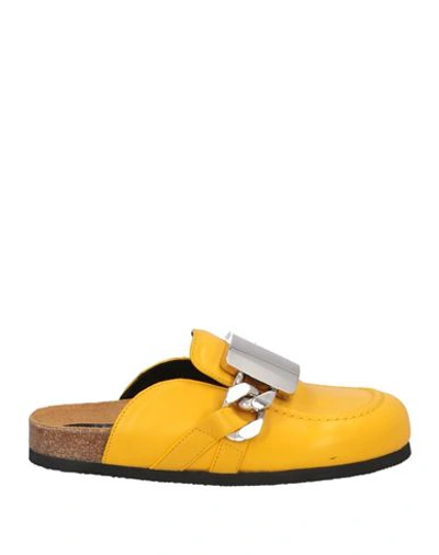 Jw Anderson Woman Mules & Clogs Yellow Size 6 Calfskin
