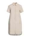 120% Lino Woman Mini Dress Beige Size 8 Linen