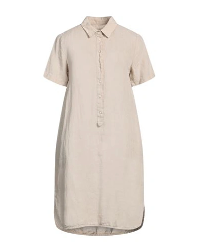 120% Lino Woman Mini Dress Beige Size 8 Linen