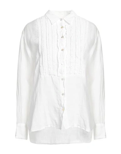 120% Lino Woman Shirt White Size 10 Linen