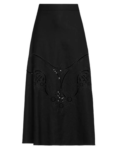 Chloé Woman Midi Skirt Black Size 10 Viscose, Ramie In Black