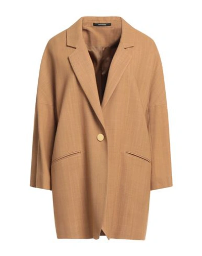 Tagliatore 02-05 Woman Blazer Camel Size 12 Viscose, Polyamide, Lyocell In Beige