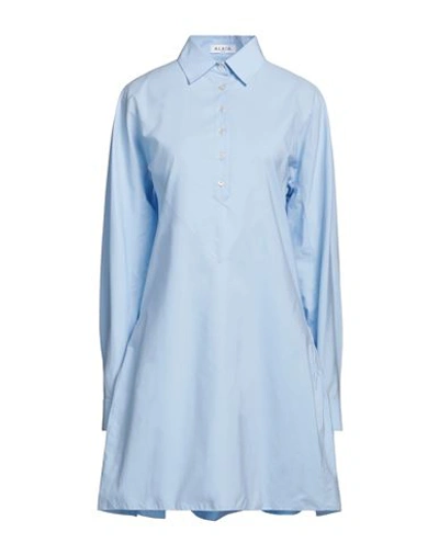 Alaïa Woman Mini Dress Sky Blue Size 2 Cotton