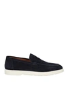 Doucal's Man Loafers Midnight Blue Size 9 Leather In Navy Blue