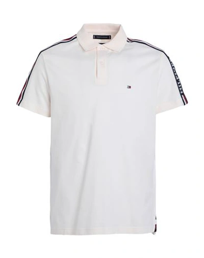 Tommy Hilfiger Man Polo Shirt Ivory Size Xl Cotton In White
