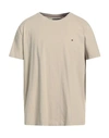 Tommy Hilfiger Man T-shirt Beige Size Xxxl Organic Cotton, Elastane