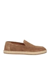 Doucal's Man Espadrilles Camel Size 9 Soft Leather In Beige