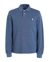 Polo Ralph Lauren Slim Fit Mesh Long-sleeve Polo Shirt Man Polo Shirt Slate Blue Size Xxl Cotton
