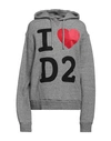 DSQUARED2 DSQUARED2 WOMAN SWEATSHIRT GREY SIZE M COTTON, LYOCELL, ELASTANE