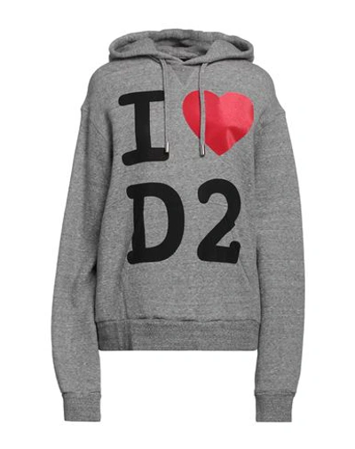 Dsquared2 Woman Sweatshirt Grey Size L Cotton, Lyocell, Elastane