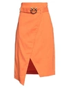 Pinko Woman Midi Skirt Orange Size 10 Linen, Viscose, Elastane