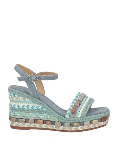 Alma En Pena . Woman Espadrilles Slate Blue Size 8 Soft Leather, Textile Fibers