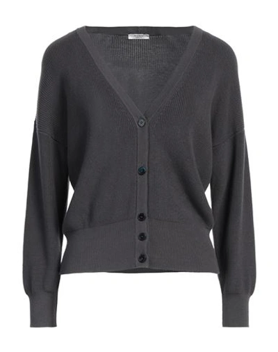 Peserico Woman Cardigan Steel Grey Size 6 Cotton In Grey