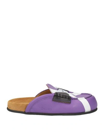 COLLEGE COLLEGE WOMAN MULES & CLOGS PURPLE SIZE 7 SOFT LEATHER