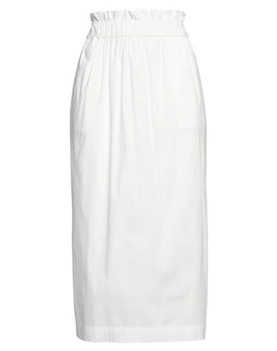Liviana Conti Woman Midi Skirt White Size 6 Cotton, Polyamide, Elastane In White