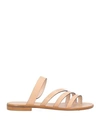 Sarah Summer Woman Thong Sandal Sand Size 9 Soft Leather In Beige