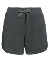 Brunello Cucinelli Woman Shorts & Bermuda Shorts Steel Grey Size M Cotton, Polyester, Brass, Acetate