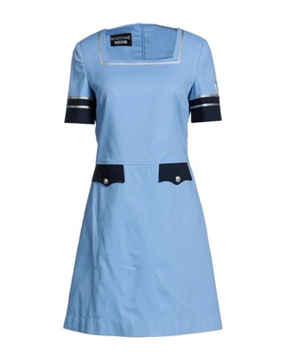Boutique Moschino Woman Mini Dress Sky Blue Size 8 Cotton, Elastane