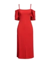 VICTORIA BECKHAM VICTORIA BECKHAM WOMAN MIDI DRESS RED SIZE 8 VISCOSE, ACETATE, ELASTANE