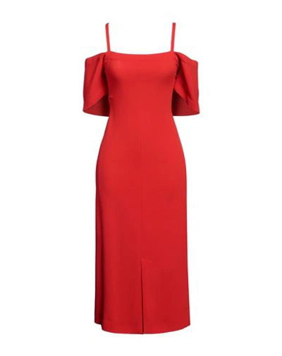 Victoria Beckham Woman Midi Dress Red Size 4 Viscose, Acetate, Elastane